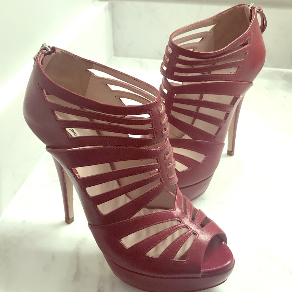 Miu Miu Red Platform Stiletto Heels 36.5